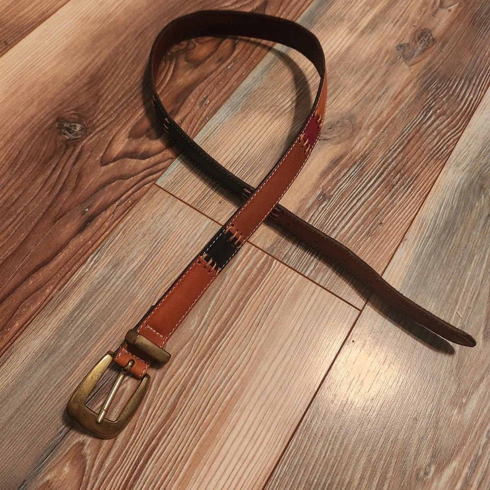 Fossil Leather Patchwork  Belt Size Med